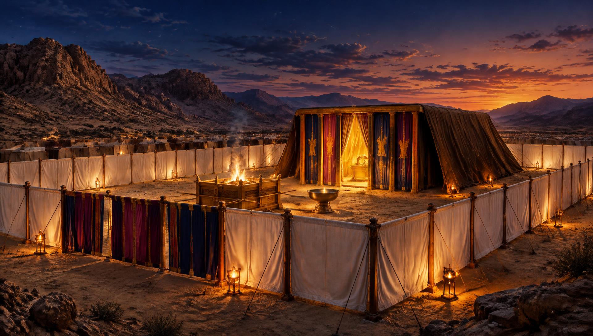 The Tabernacle in the wilderness at dusk